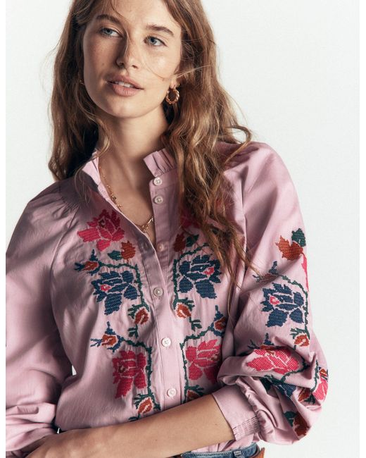 Boden Pink Erica Cotton Frill Top
