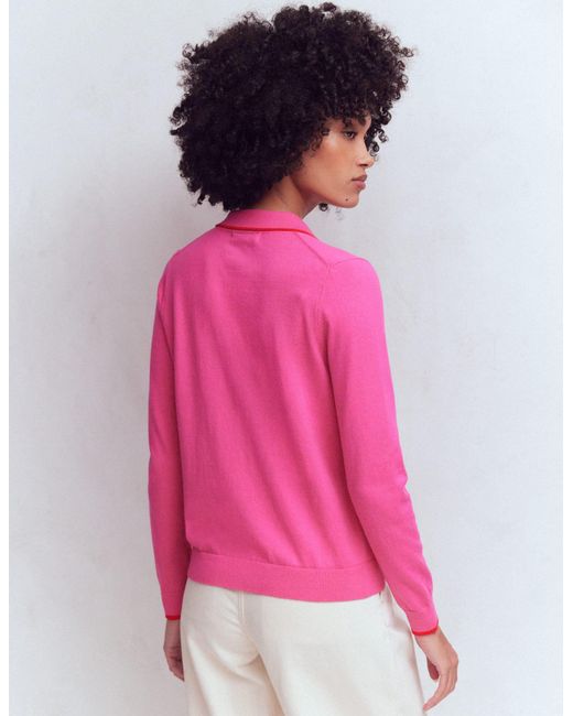 Boden Pink Liz Knitted Collared Cardigan