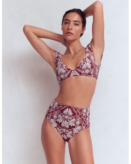 Boden Red High Waisted Bikini Bottoms