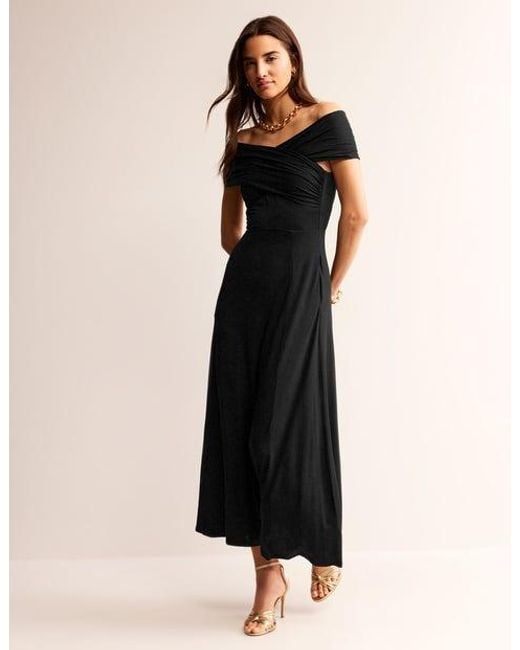 Boden Black Bardot Jersey Maxi Dress