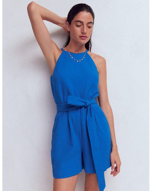 Boden Blue Rosa Double Cloth Playsuit