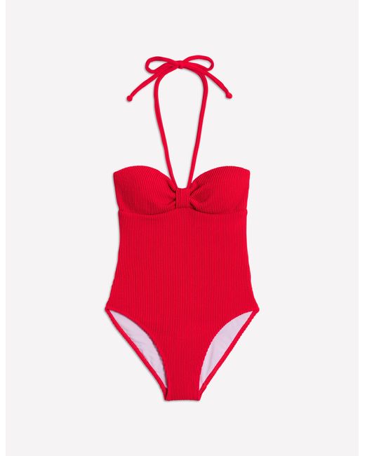 Boden Red Crinkle Texture Swimsuit