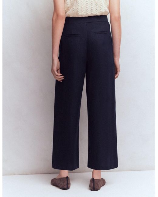 Boden Blue Pleated Linen Culotte