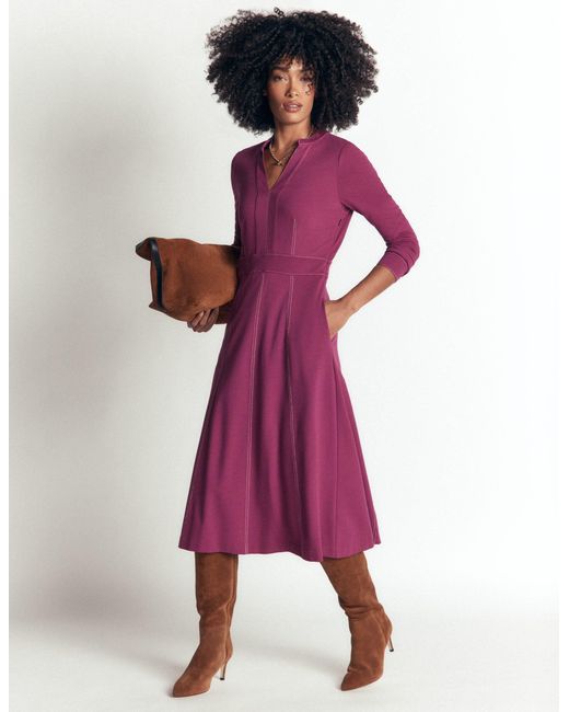 Boden Purple Alex Ponte Contrast Midi Dress