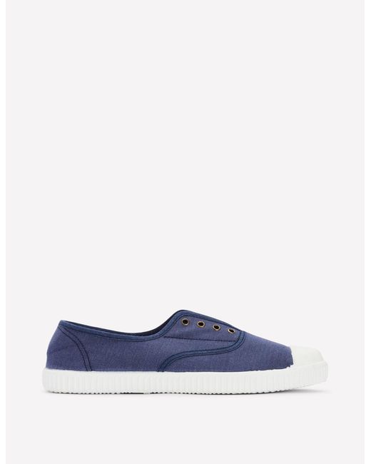 Boden Blue Laceless Canvas Plimsoll
