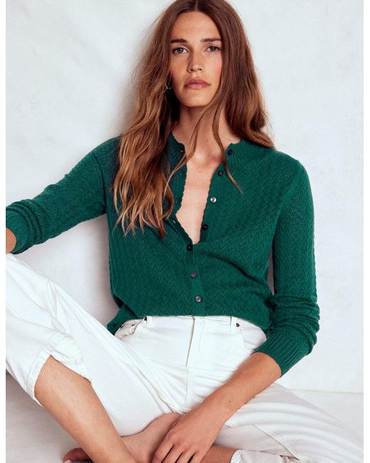 Boden Green Diane Pointelle Cardigan