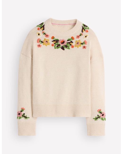 Boden Green Ella Embroidered Knit Jumper