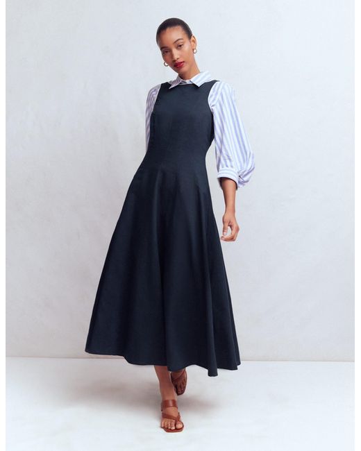 Boden Blue Annet Linen Blend Midi Dress