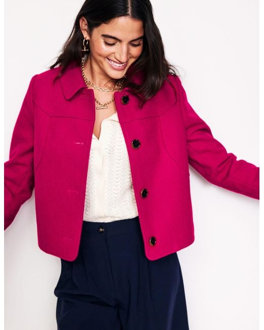 Boden Pink Oxford Melton Jacket