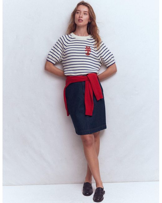 Boden Blue Straight Denim Skirt
