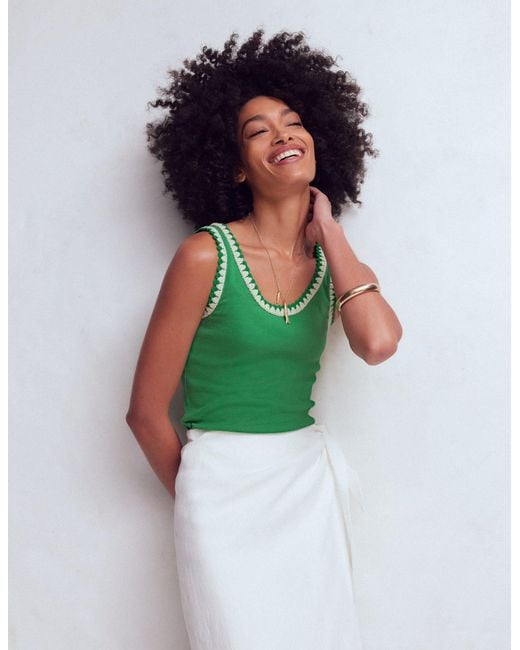 Boden Green Maddie Trim Detail Vest Top