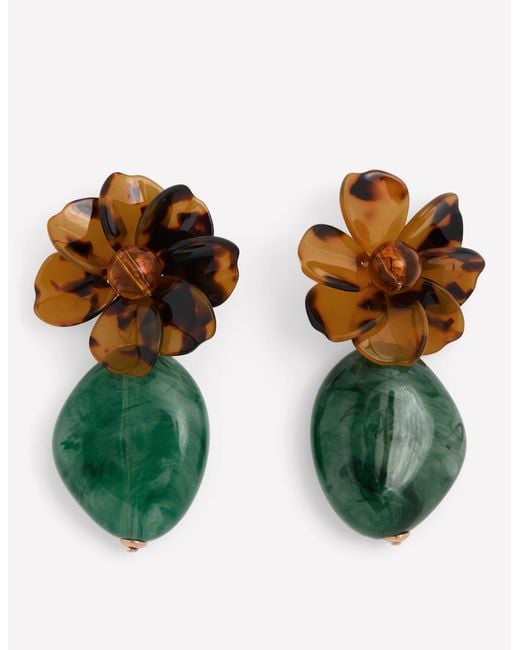 Boden Green Resin Flower Earrings