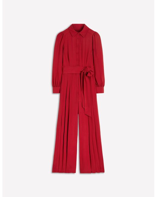 Boden Red Button Up Palazzo Jumpsuit