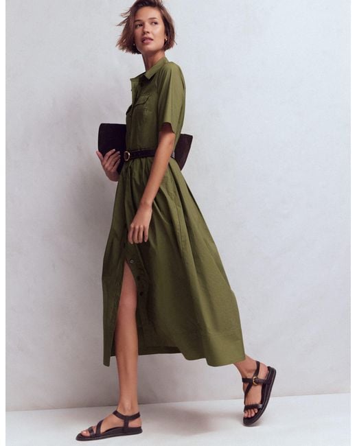 Boden Green Zoe Short Sleeve Shirt Dress