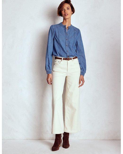 Boden Blue Rhea Trim Insert Denim Top