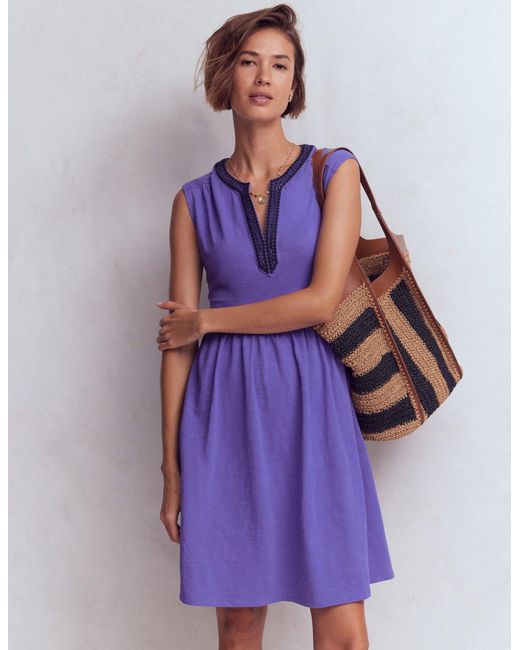 Boden Purple May Embroidered Short Dress
