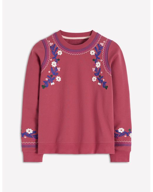 Boden Pink Hannah Embroidered Sweatshirt