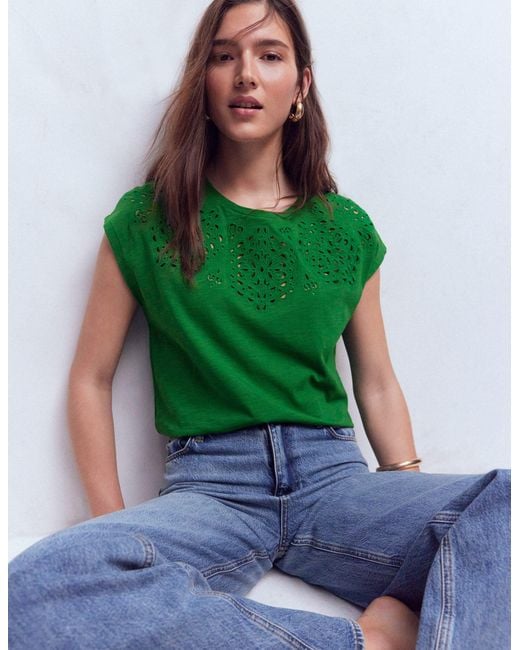 Boden Green Willow Broderie T-Shirt
