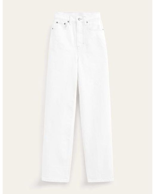 Boden White High Rise True Straight Jeans
