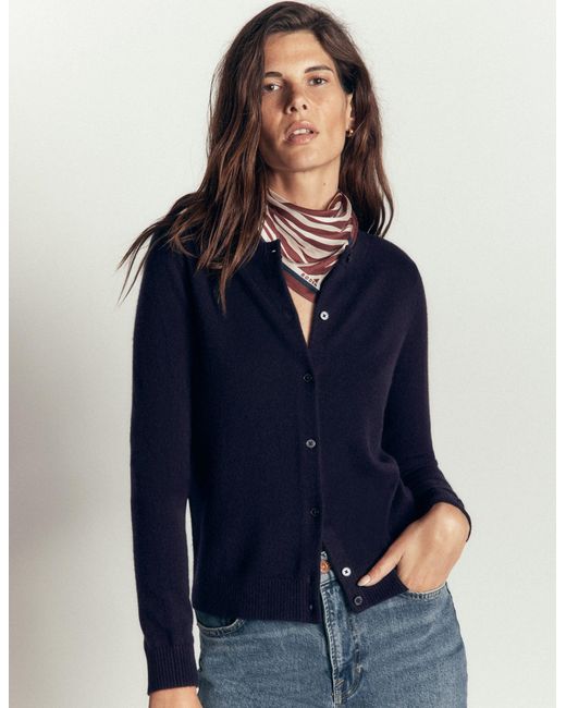 Boden Blue Elsie Cashmere Crew Cardigan