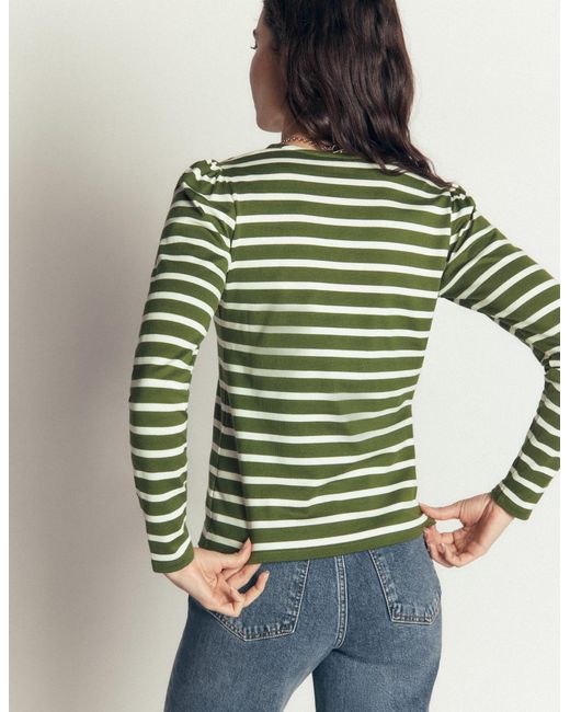 Boden Green Iris Puff Sleeve Mariner