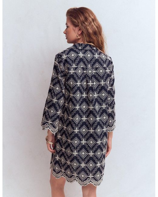Boden Blue Carmen Broderie Short Dress