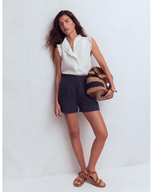 Boden Blue Pull On Double Cloth Shorts