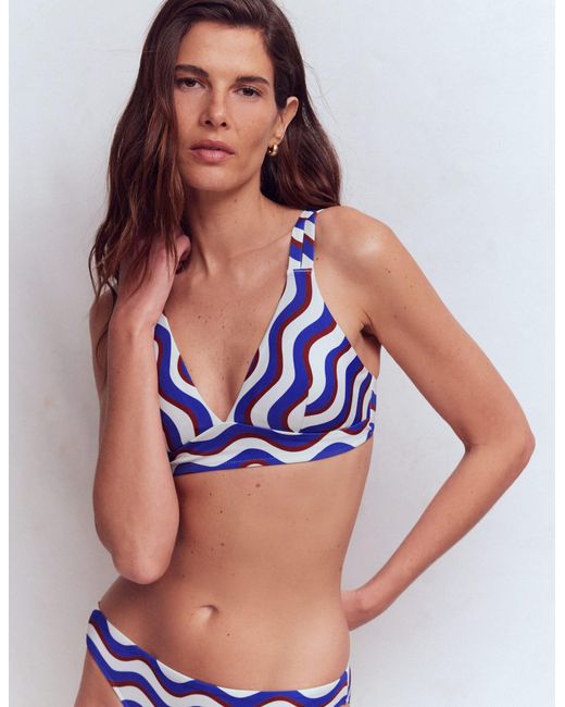 Boden Red Arles Bikini Top-Multi, Wavy Stripe