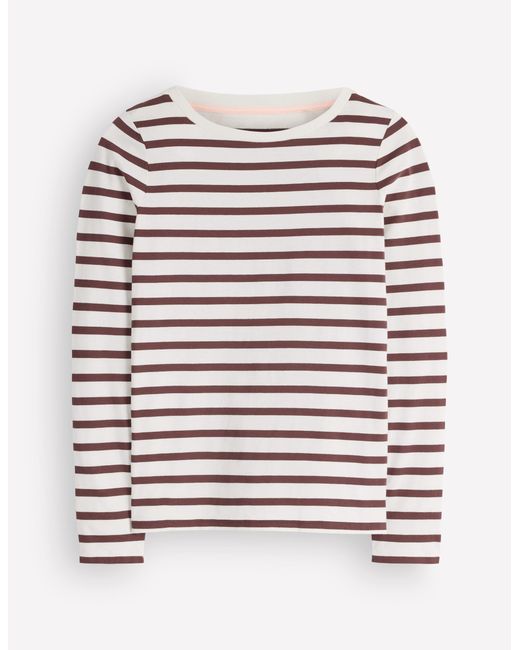 Boden Brown Olivia Long Sleeve Breton Top