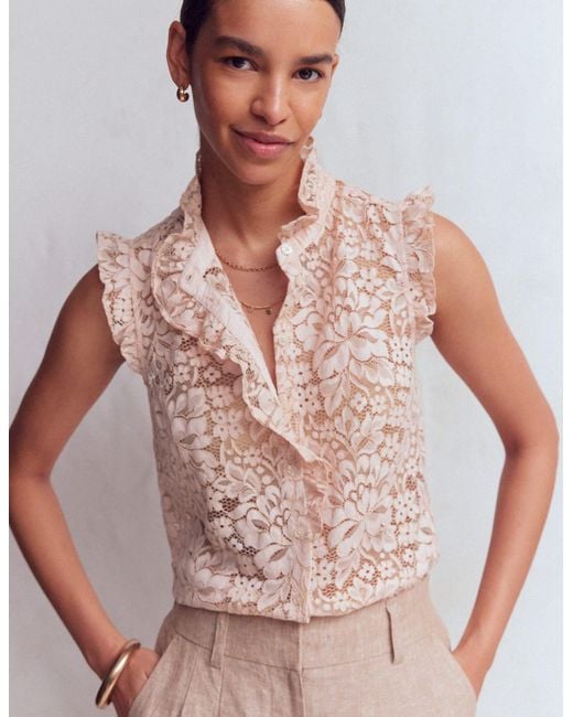 Boden Blue Isabel Sleeveless Lace Top