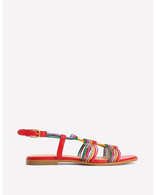 Boden Red Multi Strap Knot Sandal