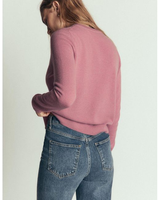 Boden Pink Elsie Cashmere Crew Cardigan