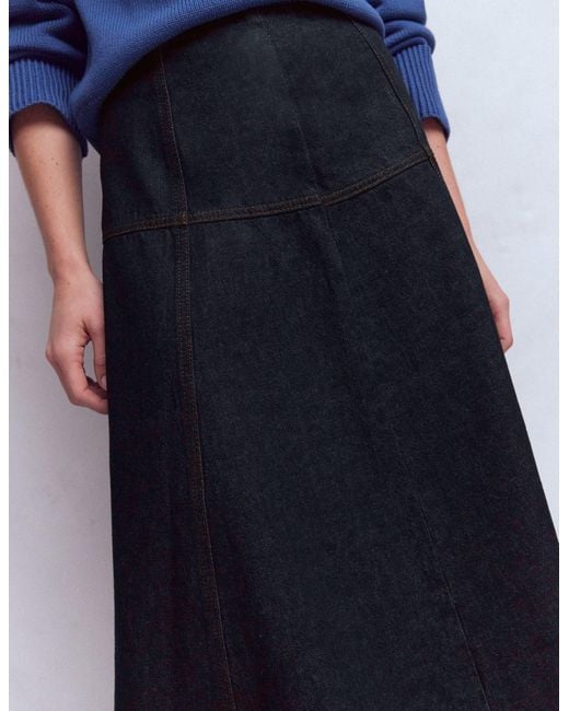 Boden Blue Panelled Detail Denim Skirt