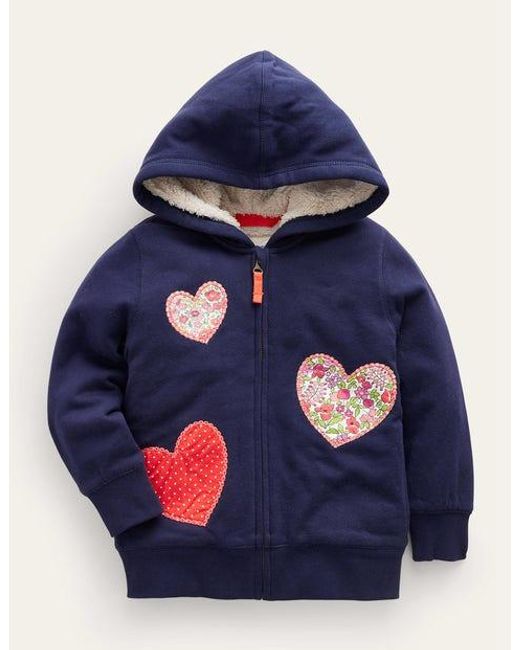 Boden Blue Applique Lined Hoodie Baby