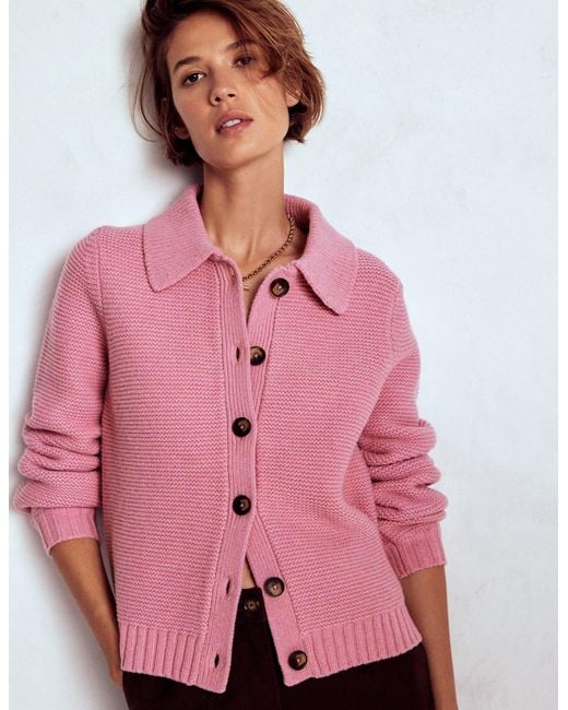 Boden Pink Chunky Collar Knitted Jacket