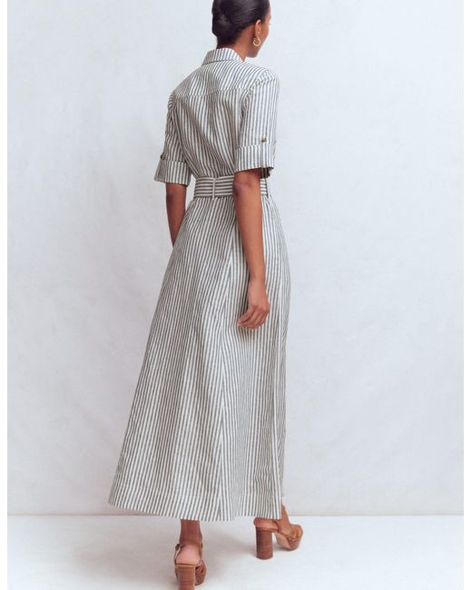 Boden White Ora Linen Blend Shirt Dress