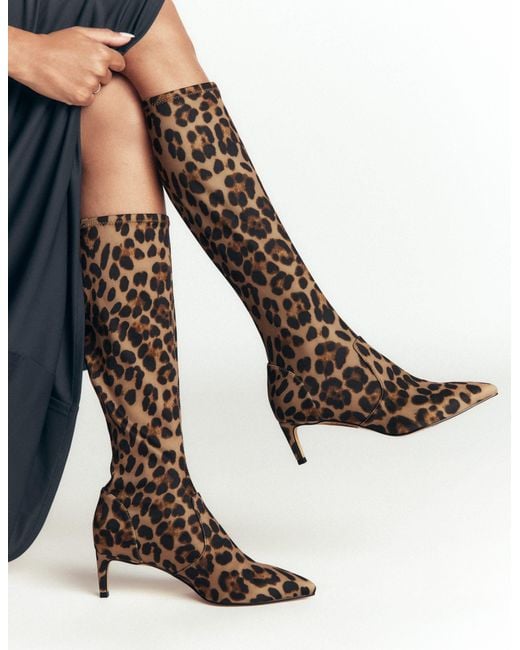 Boden Brown Stretch Kitten Heel Boots