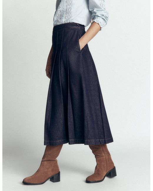 Boden Blue Aya Denim Midi Skirt