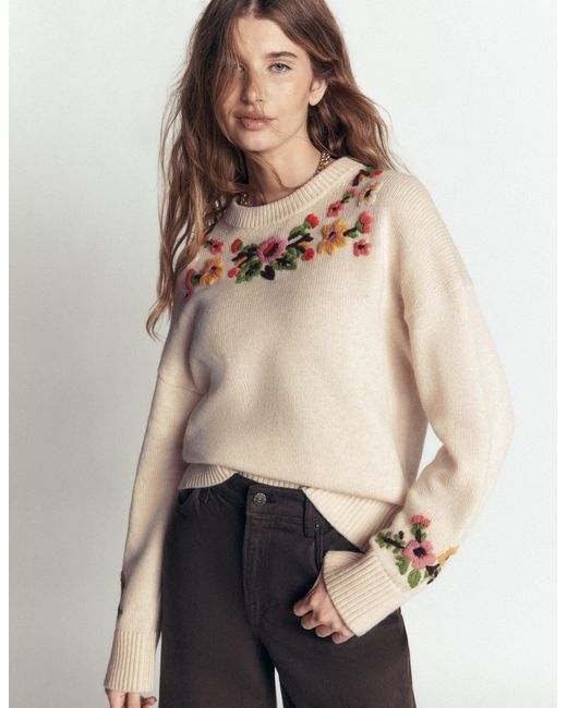 Boden Green Ella Embroidered Knit Jumper