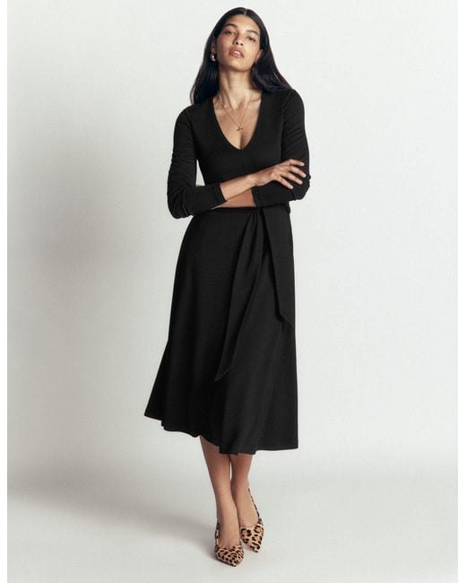 Boden Black Tie Waist Ponte Dress