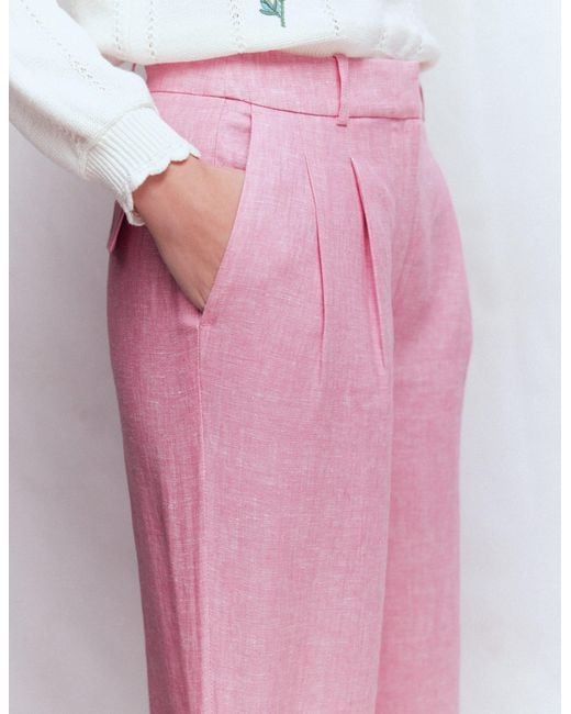 Boden Pink Bloomsbury Linen Trousers