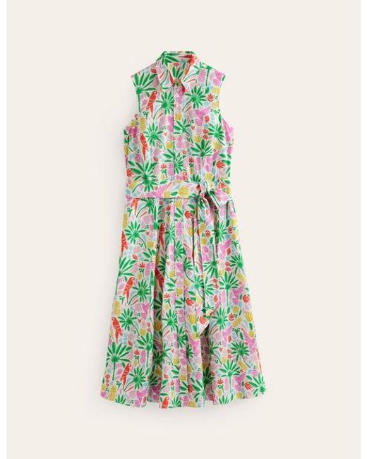Boden Green Amy Sleeveless Shirt Dress Multi, Tropical Paradise