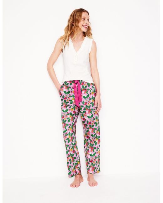 Boden White Cotton Sateen Pyjama Trousers