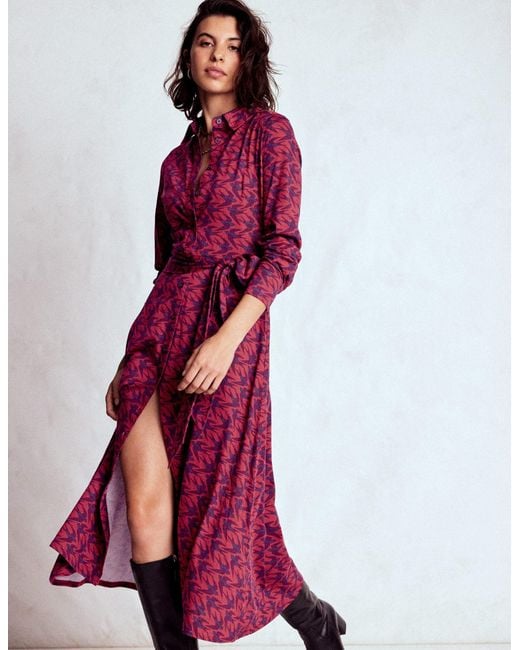 Boden Red Marcia Jersey Shirt Dress