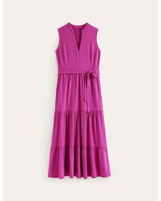 Boden Pink Naomi Notch Jersey Maxi Dress