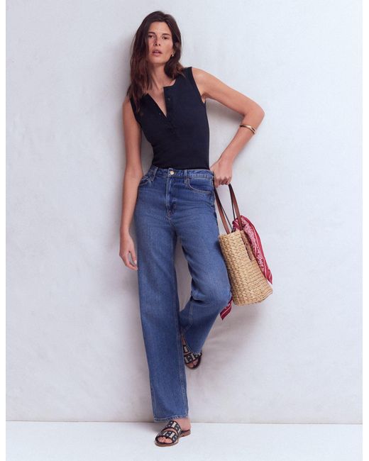 Boden Blue Crew Neck Henley Top Vest