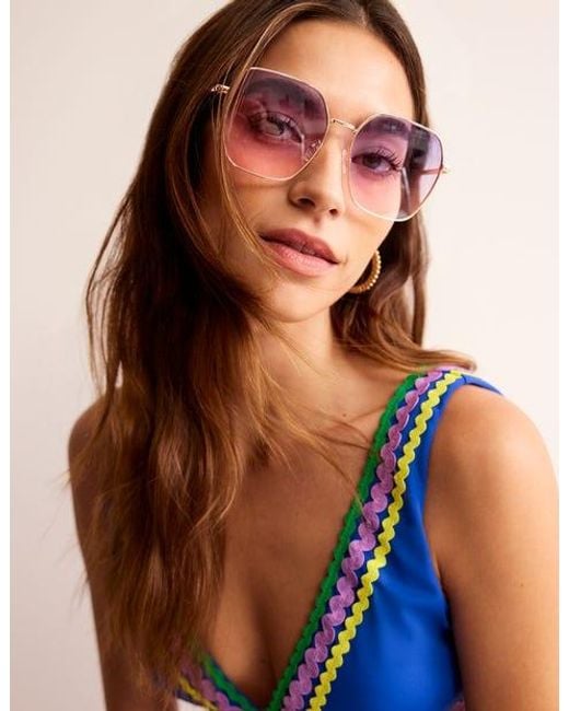 Boden Purple Angular Metal Sunglasses