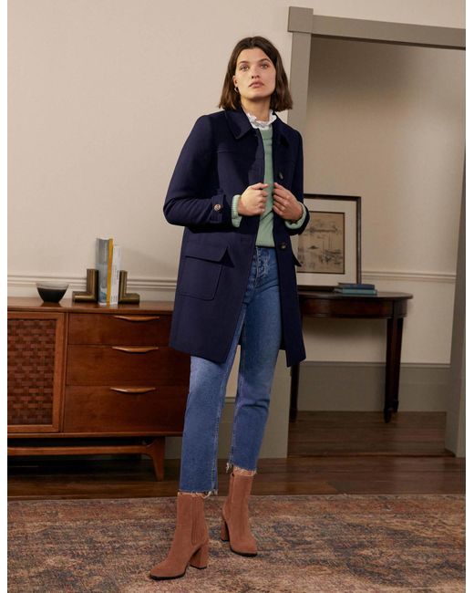 blue wool blend coat