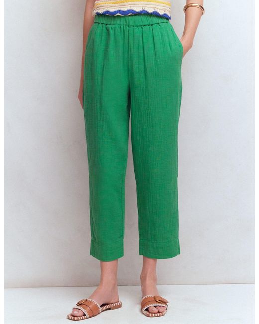 Boden Green Double Cloth Crop Trousers