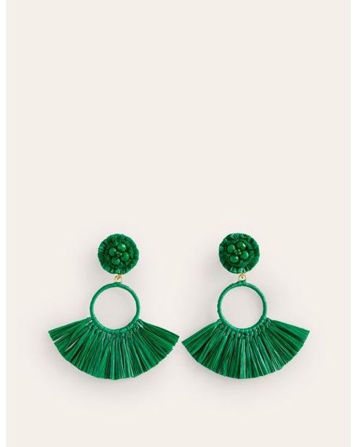 Boden Green Tassel Ring Earrings